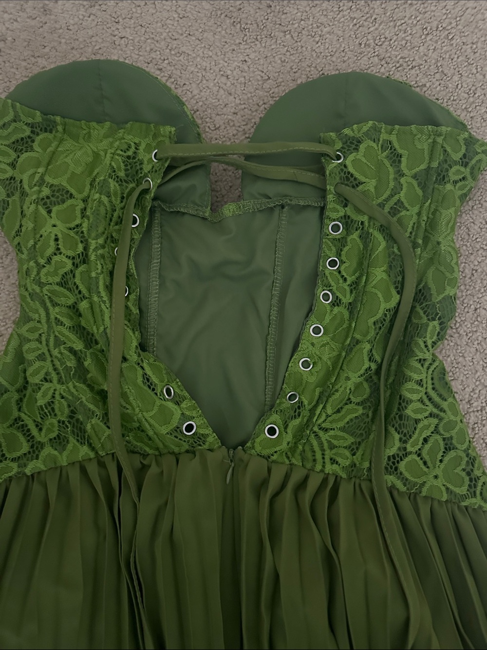 Olive Green Halter Corset Maxi Dress - Picture 6 of 6